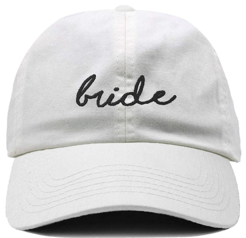Funky Junque Bachelorette Bridal Baseball Hats, Bridesmaid, Bride Tribe Caps, 100% Cotton, One Size Fits Most - 1 Bride - White/Black - Image 1